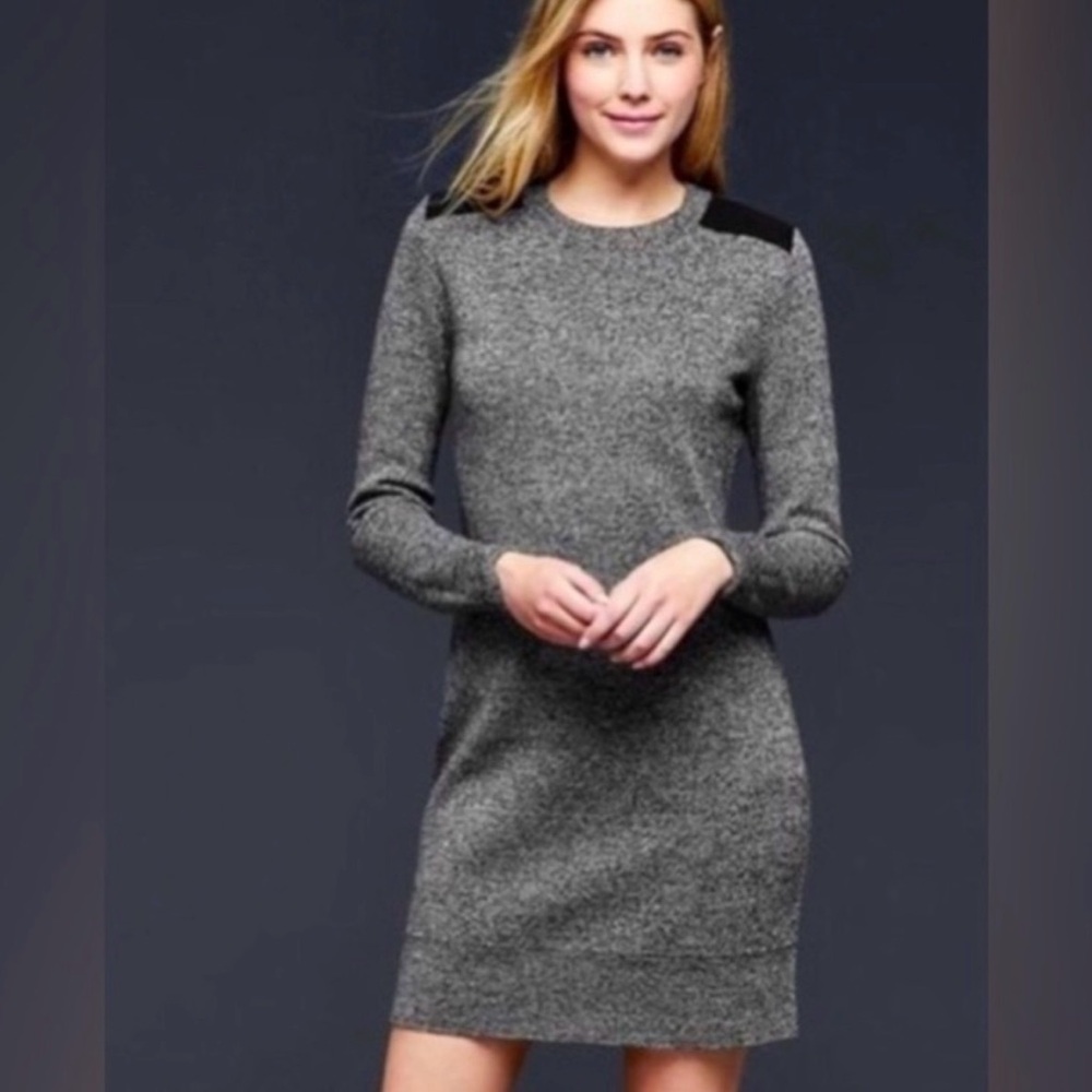 GAP Charcoal 100% Merino Wool Long Sleeve Bodycon Sweater Dress Size S